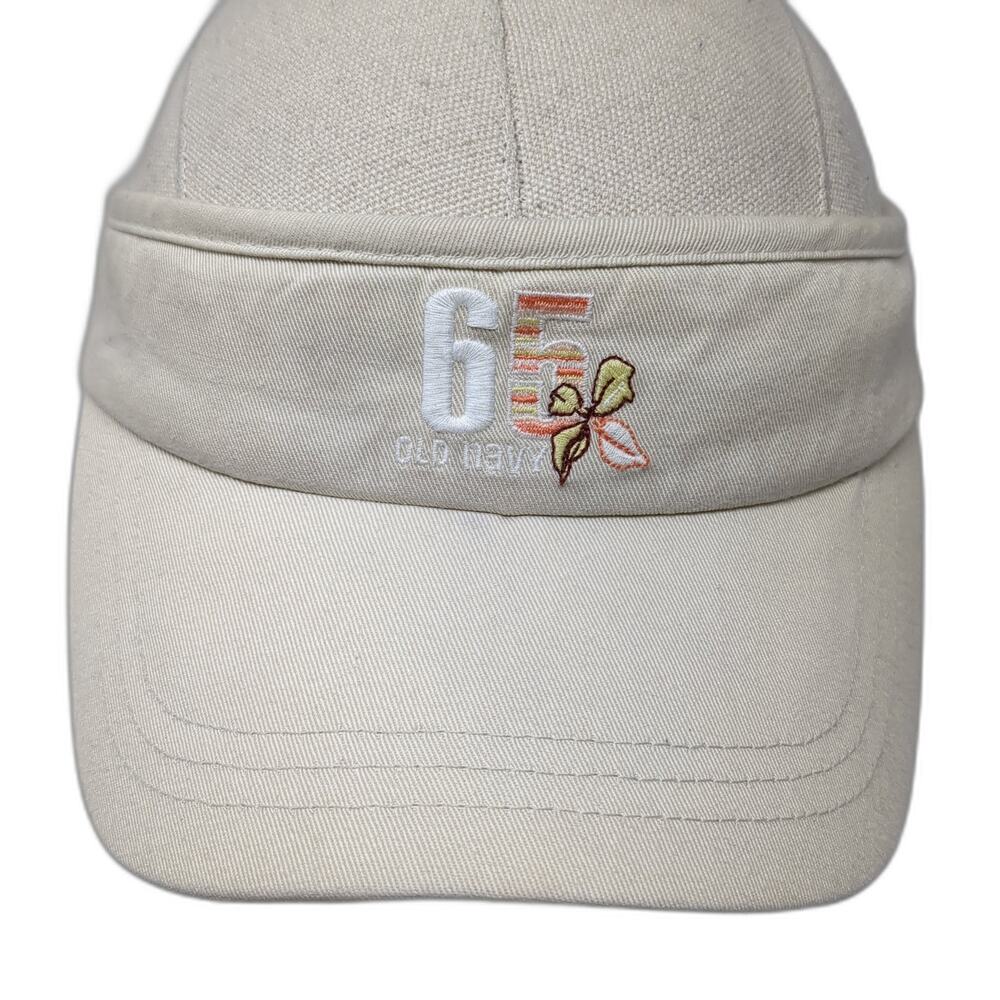 Old Navy 65 Strapback Sun Visor Cap Beige One Size Adjustable Embroidered Cotton